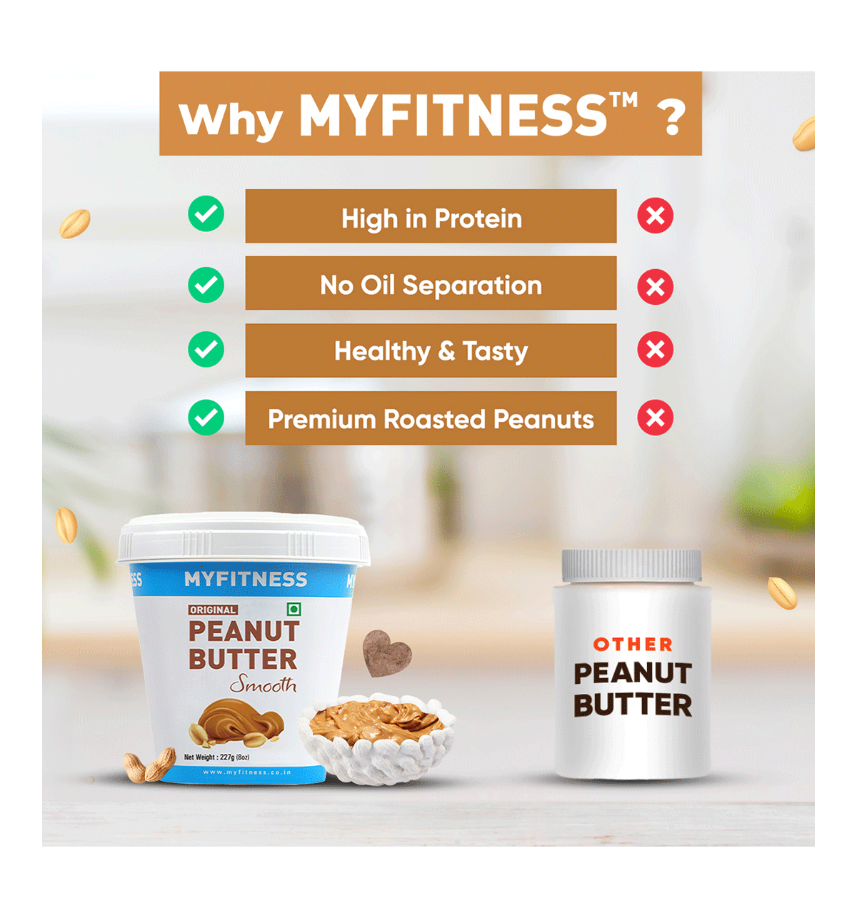 MyFitness Original Peanut Butter Smooth Spread (High Protein) 227g - Image 4