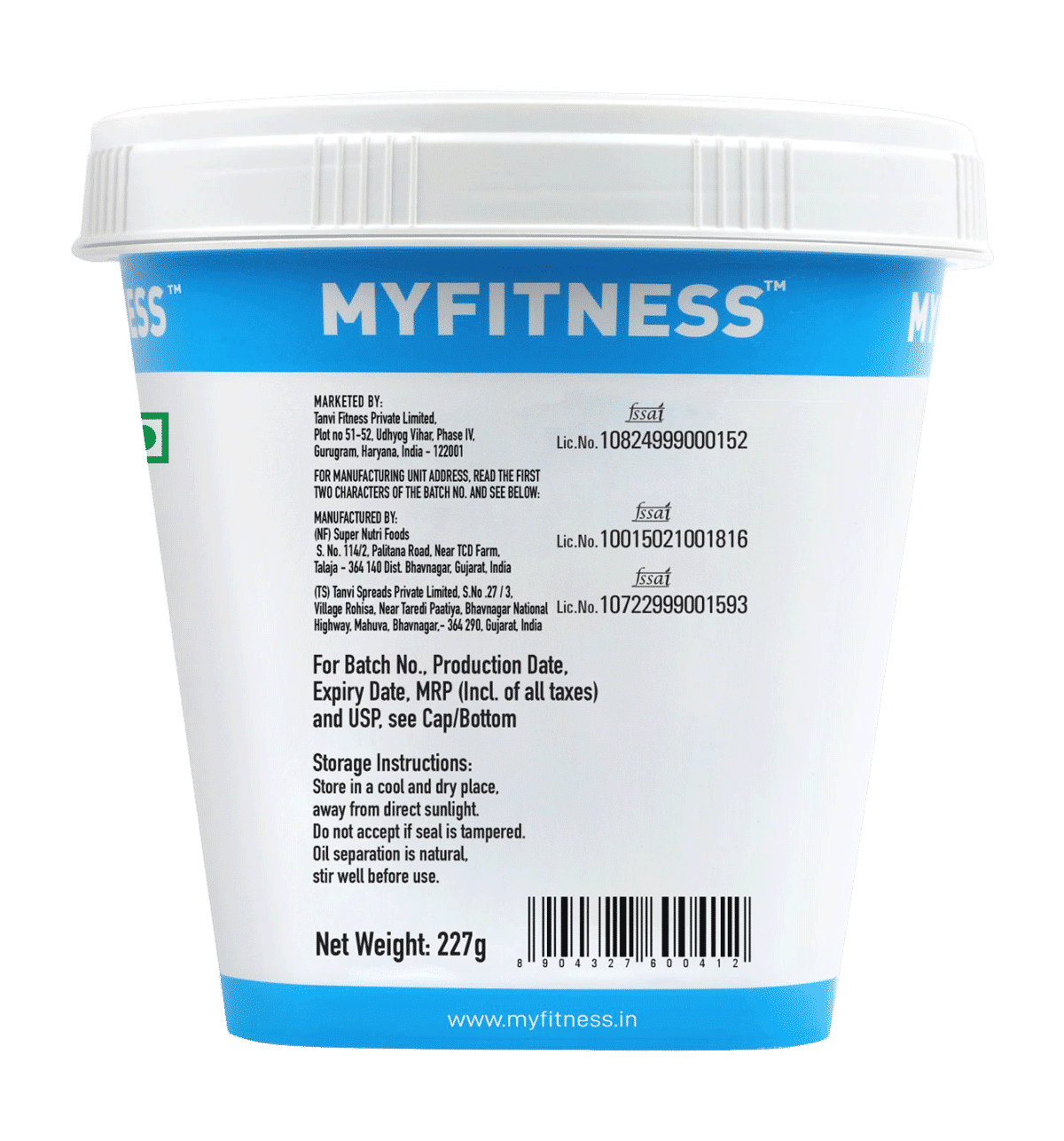 MyFitness Original Peanut Butter Smooth Spread (High Protein) 227g - Image 2