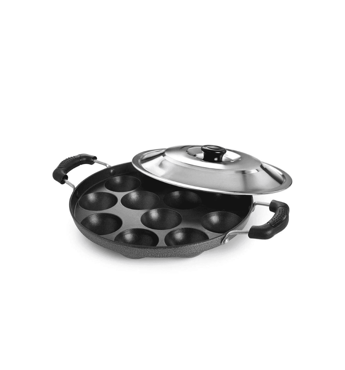 Tosaa Aluminium Appam Patra Paniyarakkal (12 Cavity, 23cm, Black) - Image 2