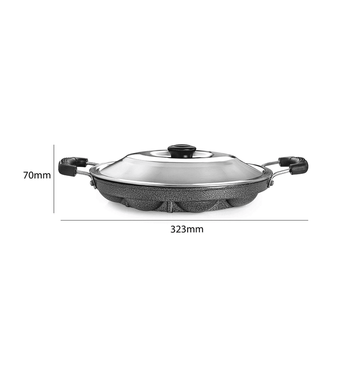 Tosaa Aluminium Appam Patra Paniyarakkal (12 Cavity, 23cm, Black) - Image 3