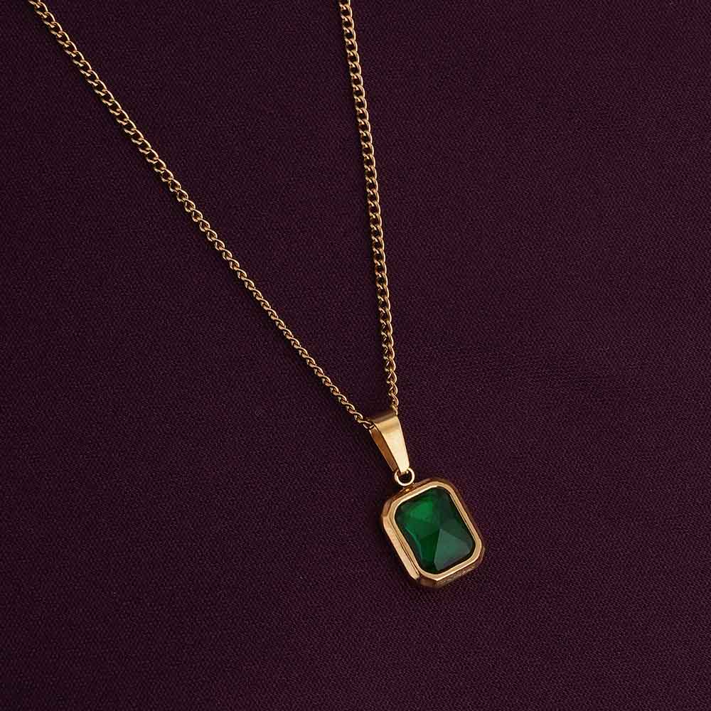 Buy Palmonas 18kt Gold Plated Classic Emerald Necklace Online (1