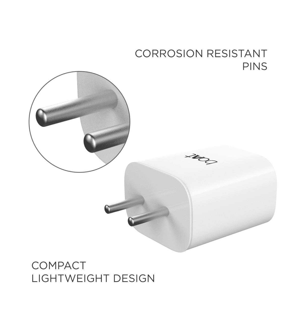 boAt 18W Power WCD QC3A Charger Combo Type C White Cable Included - Image 2