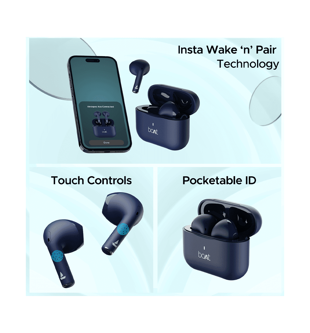 boAt Airdopes Ace TWS Earbuds Blue - Image 3