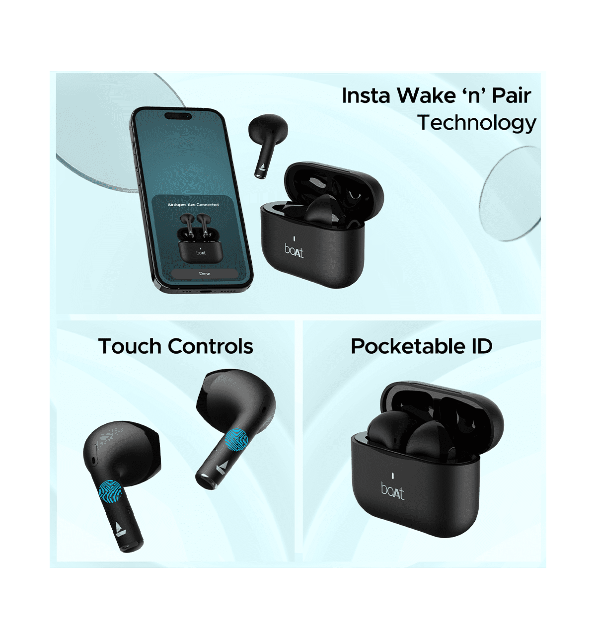 boAt Airdopes Ace TWS Earbuds, Active Black - Image 3
