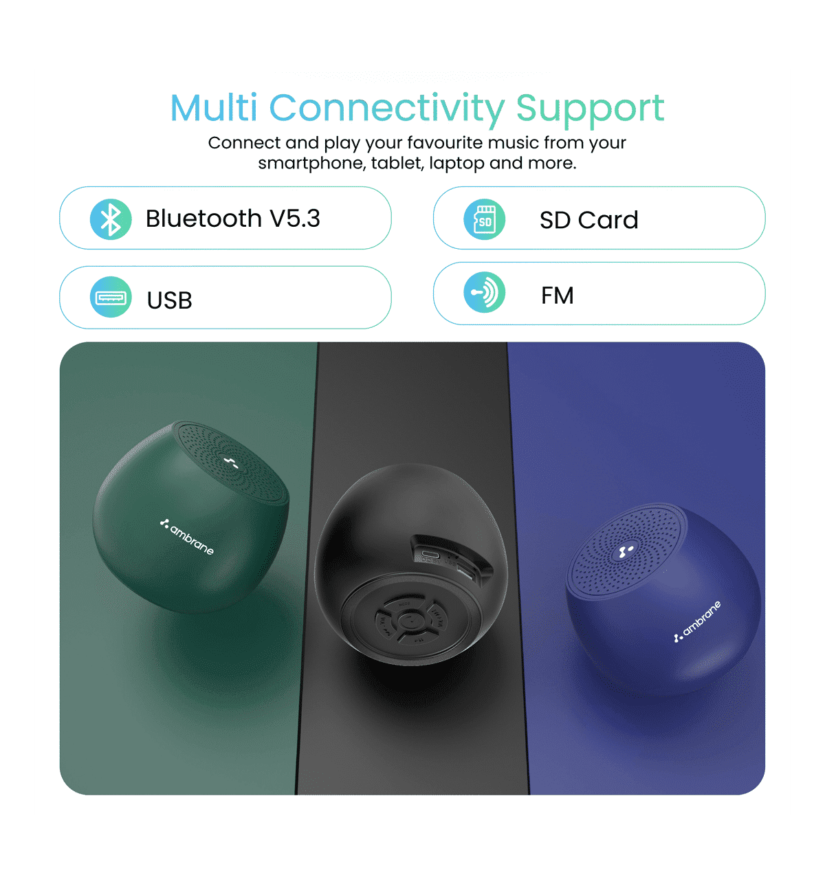 Speaker Bt Ambrane Bt1100 Minipod Ambrane Wireless Speaker