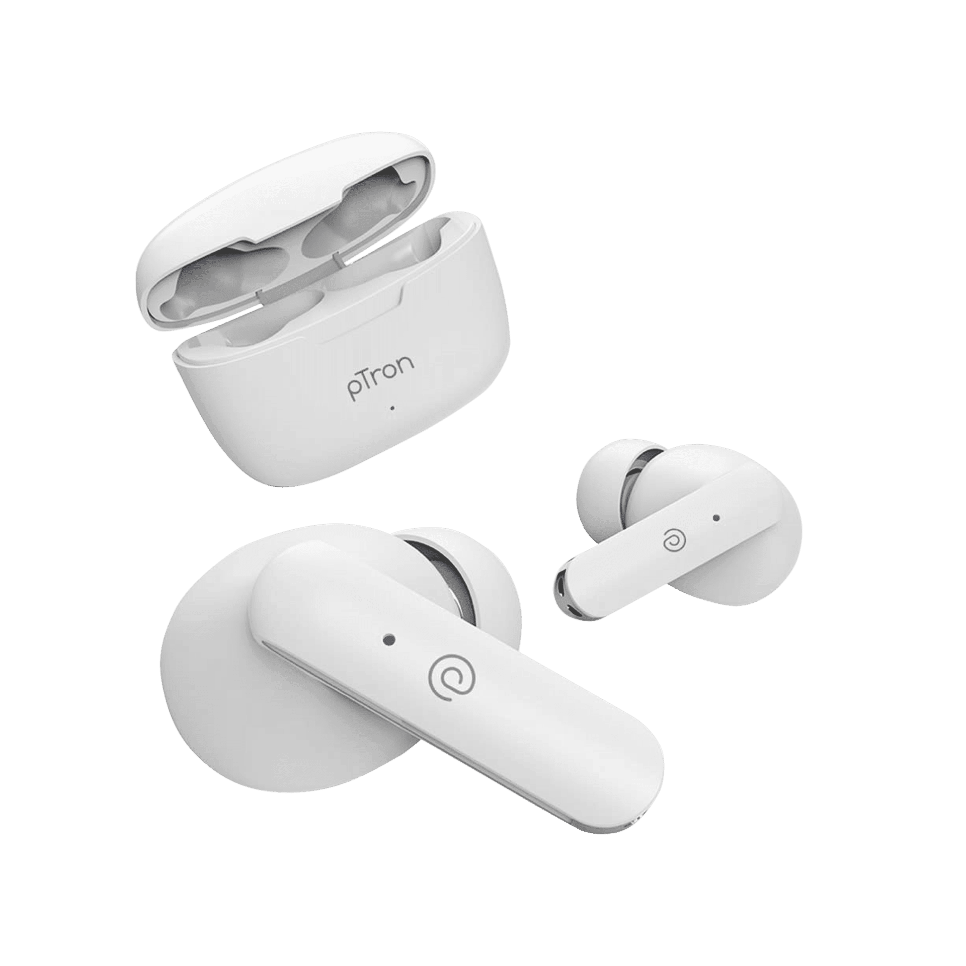 Buy pTron pTron Bassbuds In Ear Truly Wireless Earbuds With Mic 32 Hrs Playtime PNC IPX4 Bluetooth v5.1 White 1 Piece Online At Rs. 2599 Instant Delivery