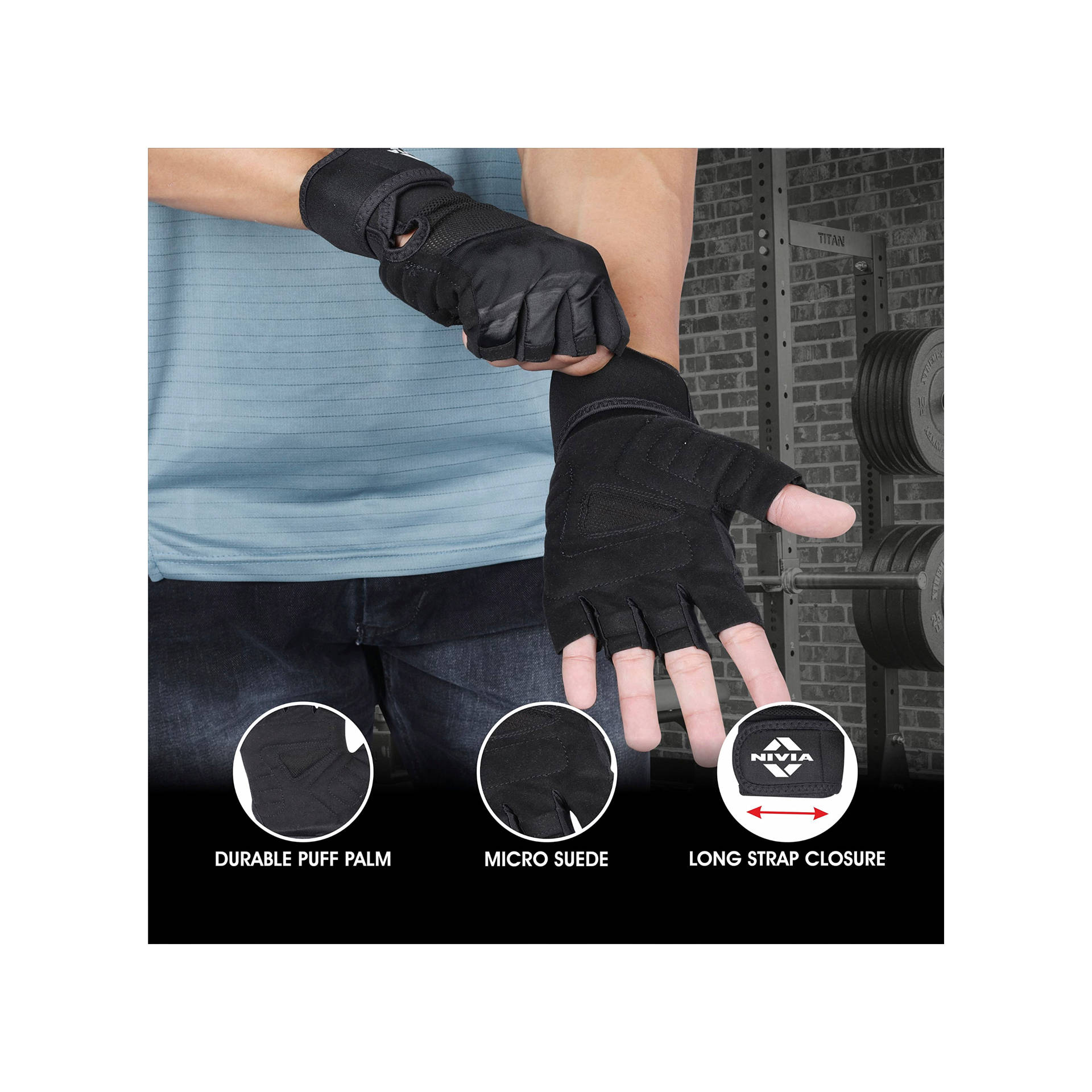 Nivia Enduro Men's Gym Gloves with Wrist Support (Small) - Image 7
