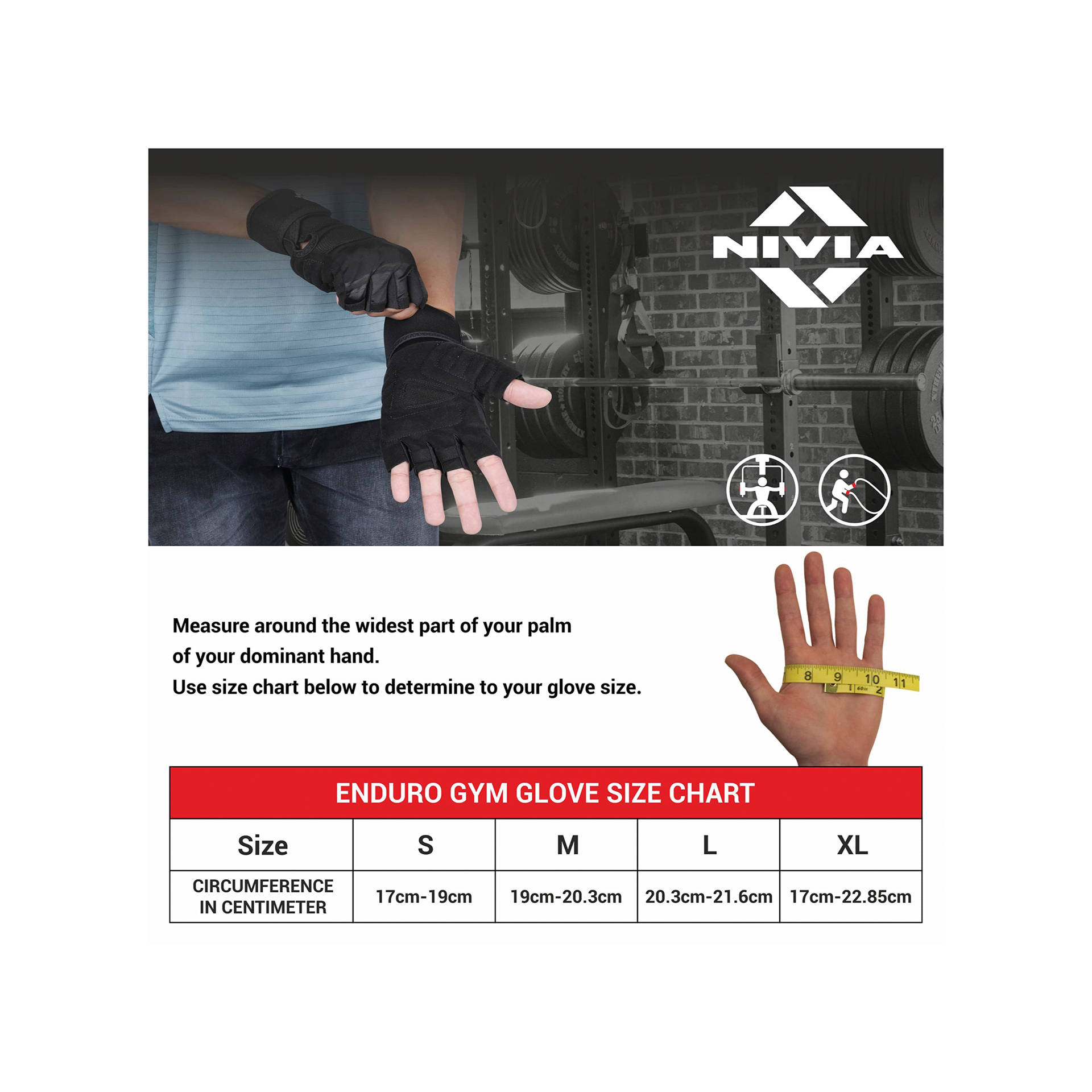 Nivia Enduro Men's Gym Gloves with Wrist Support (Small) - Image 11
