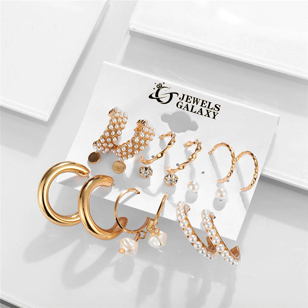 Buy Jewels Galaxy Gold Toned Studs Hoop Earrings (Circular,