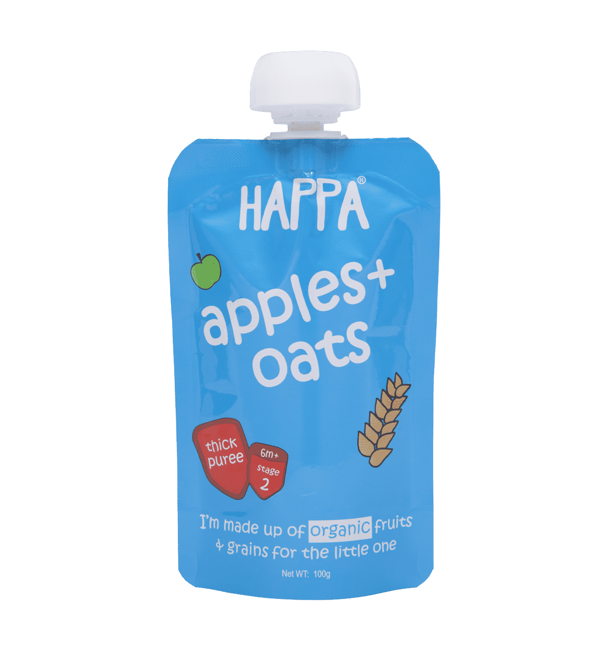 Buy Happa Organic Fruit Puree (6-12 Months, Apple Oats) Online