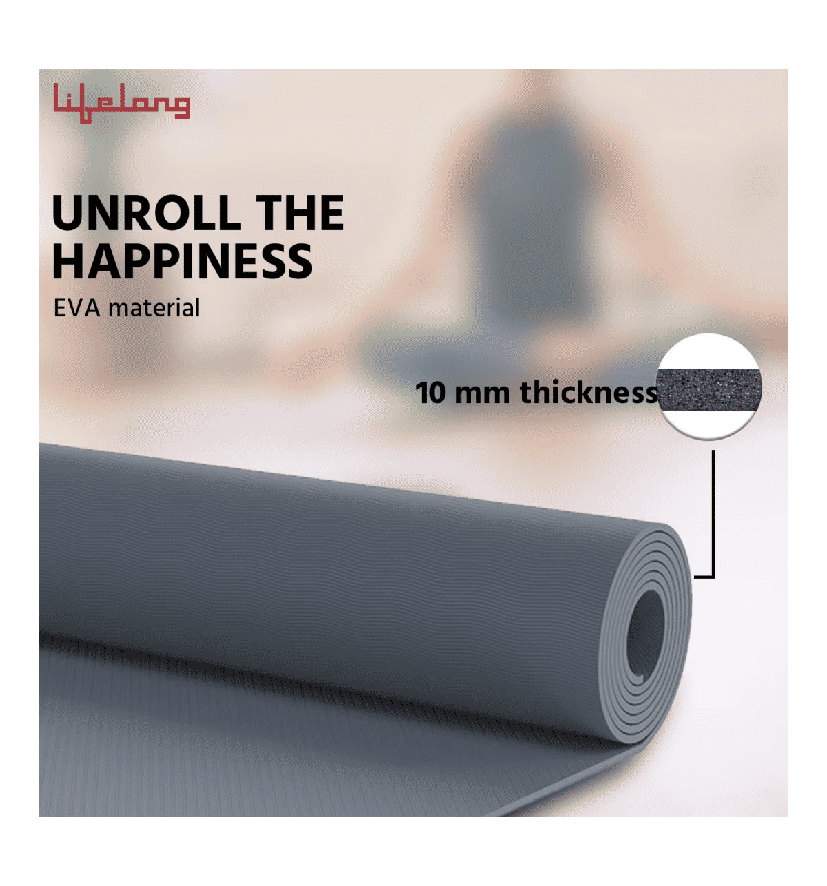 Buy Lifelong EVA Anti-Slip Yoga Mat (10mm, Grey) Online (1 Piece