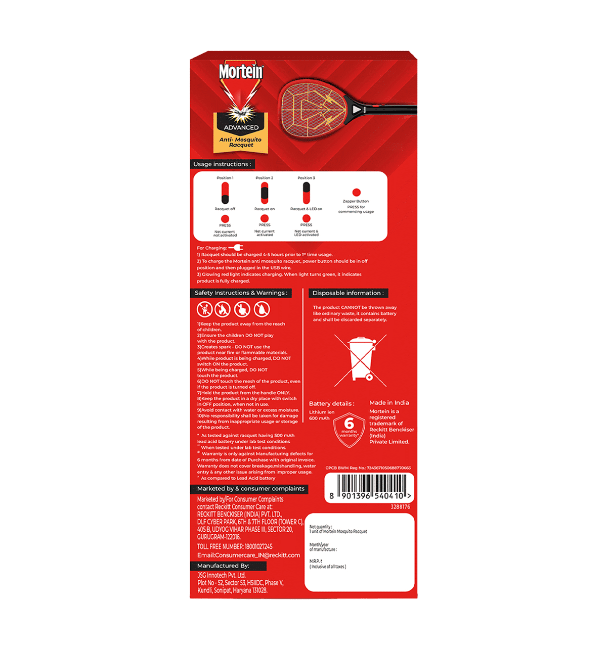 Mortein Advanced Anti Mosquito Racquet - Rechargeable - Image 2