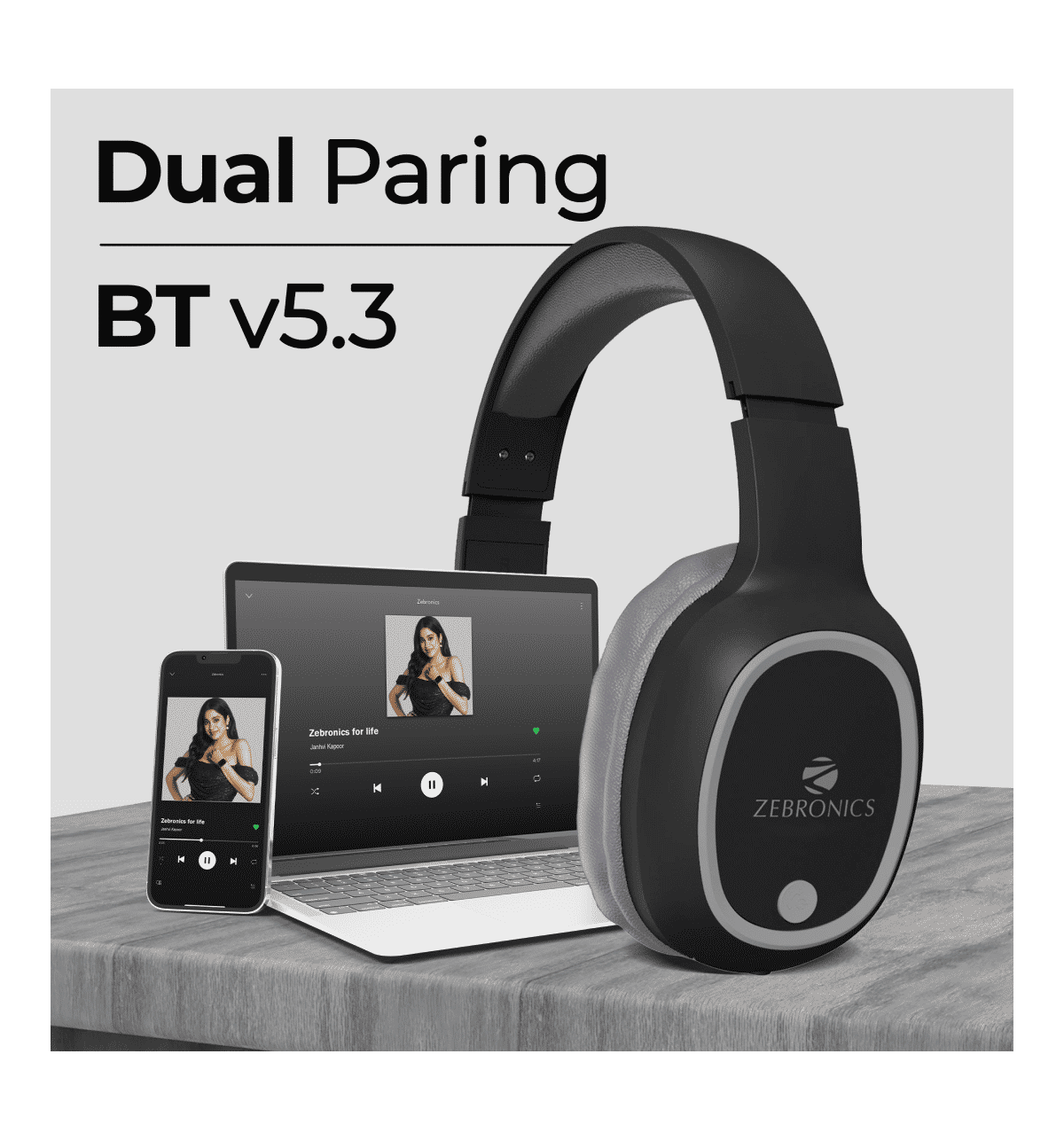 Buy Zebronics Thunder Bluetooth Headphones With Mic, 60 Hrs