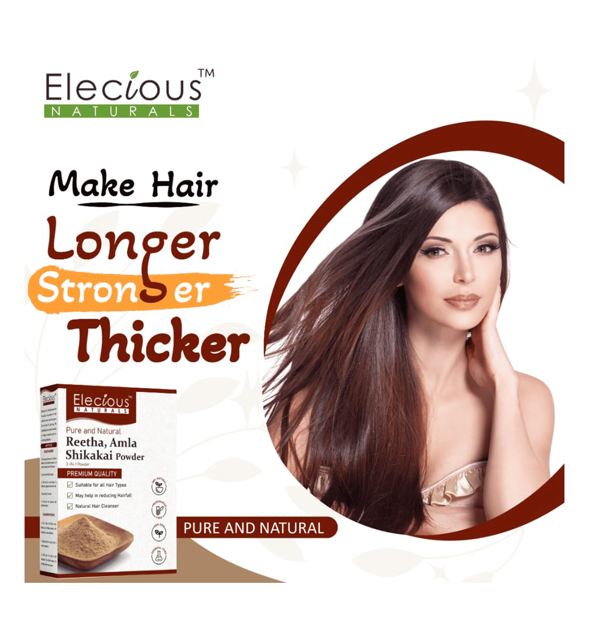 Elecious Naturals Amla, Reetha, Shikakai Powder for Hair (200g) - Image 4