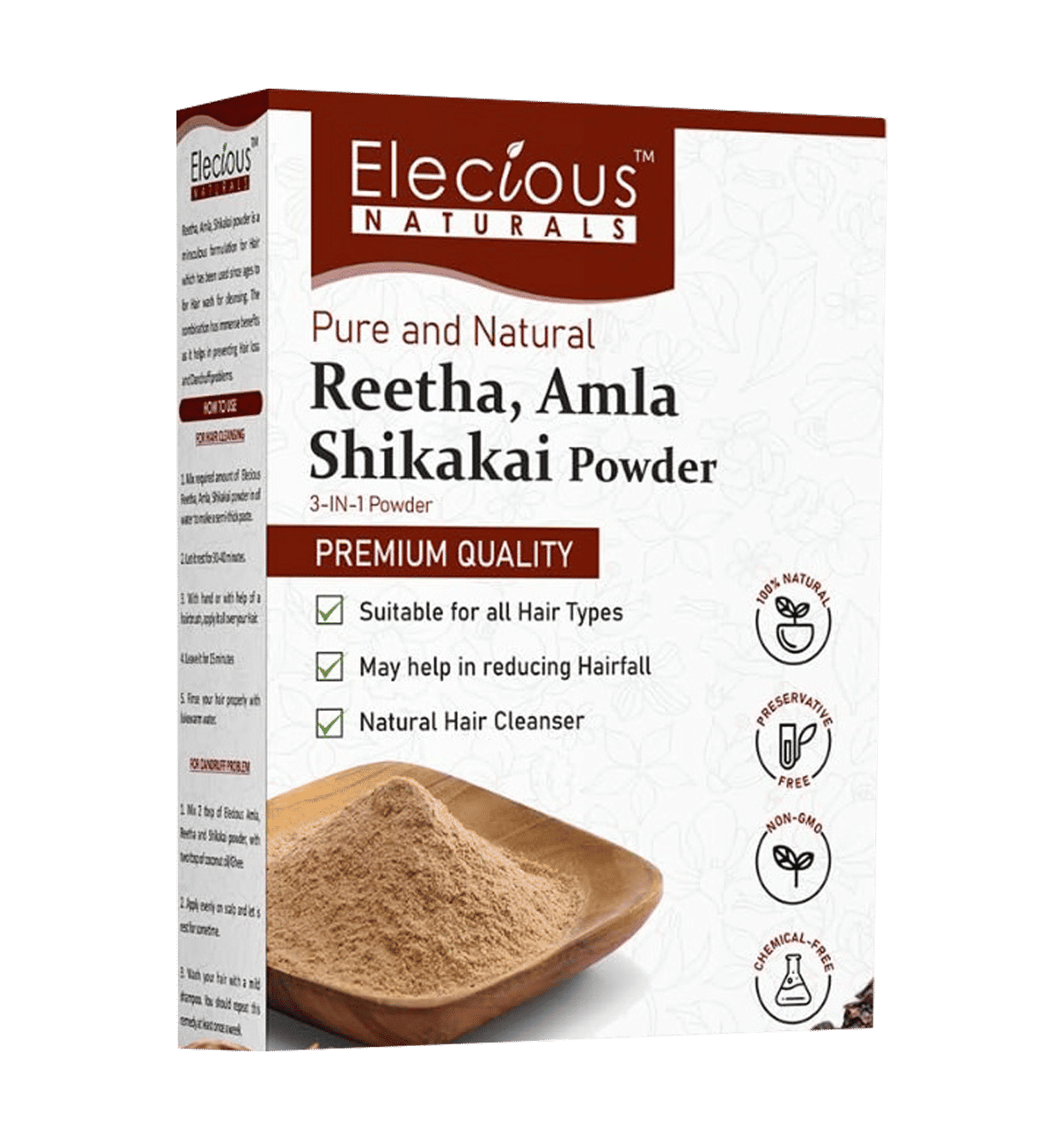 Elecious Naturals Amla, Reetha, Shikakai Powder for Hair (200g)