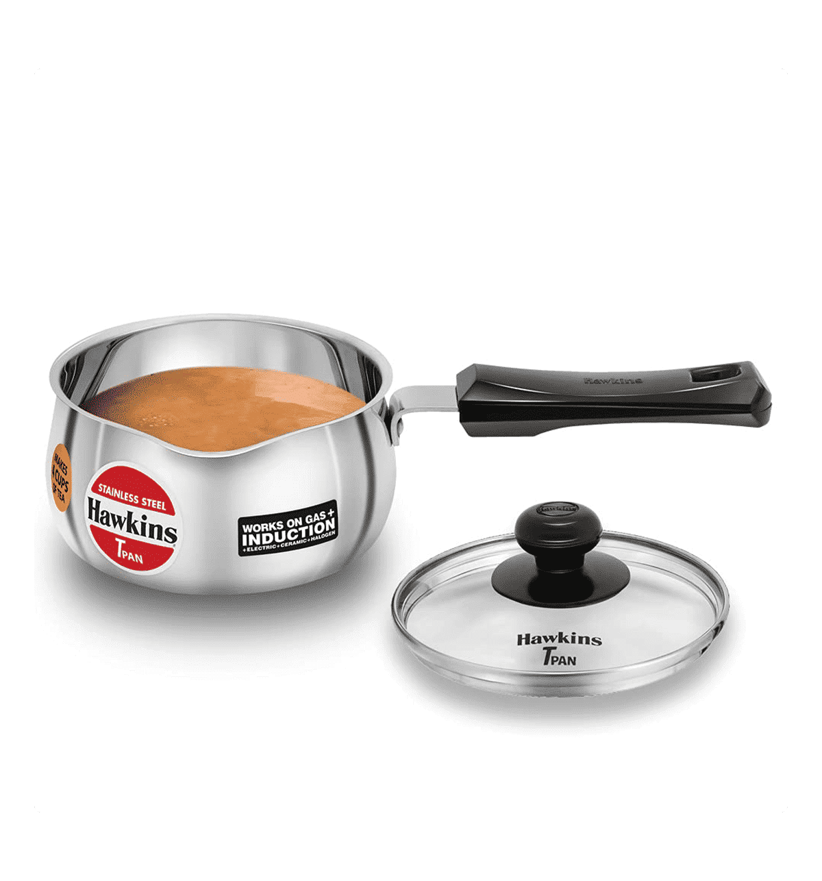 Buy Hawkins Hawkins 1 L Stainless Steel Induction Compatible Tea Pan with Glass Lid SST10G Silver 1 Piece Online At Rs. 1080 Instant Delivery