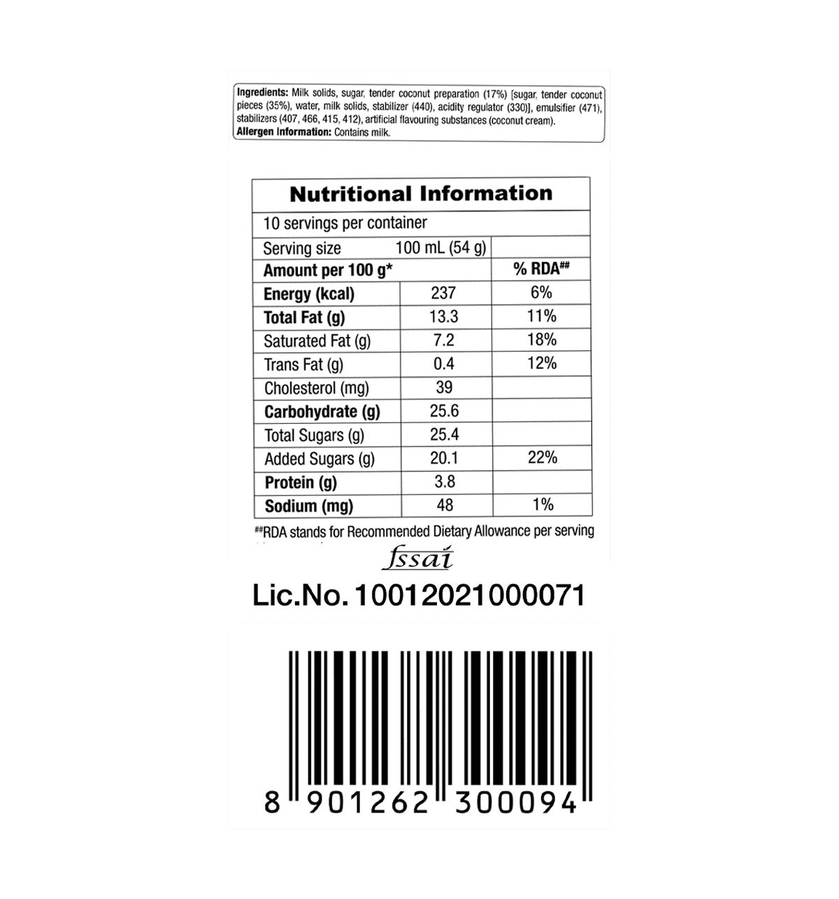 Amul Tru Tender Coconut Ice Cream Tub 1 Ltr - Image 6