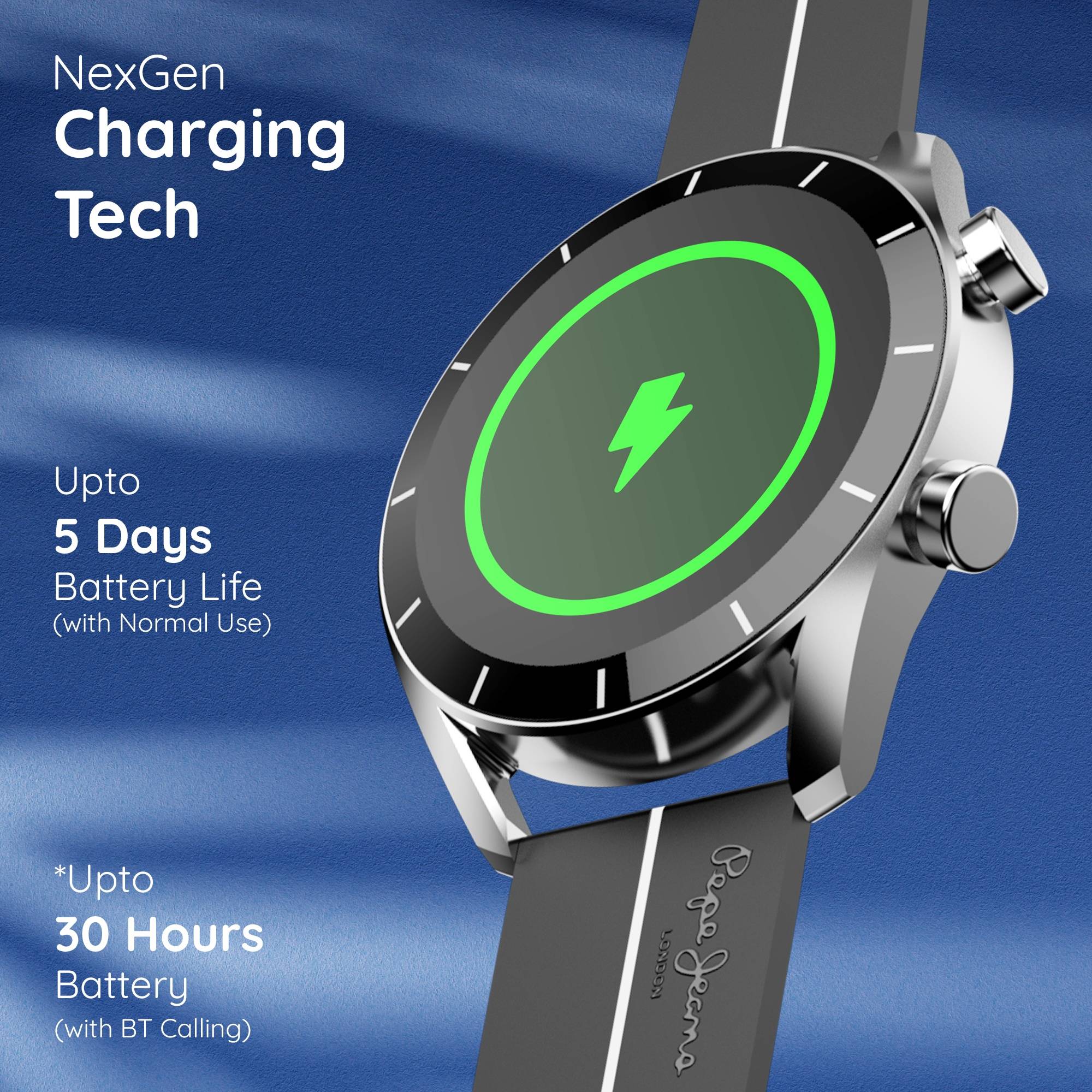 Buy Pebble X Pepe Jeans Smart Watch, 1.39 Inches HD Display, 5 Days Battery  Life, Water Resistant, Bluetooth Calling (Black) Online (1 Piece) At Best  Price