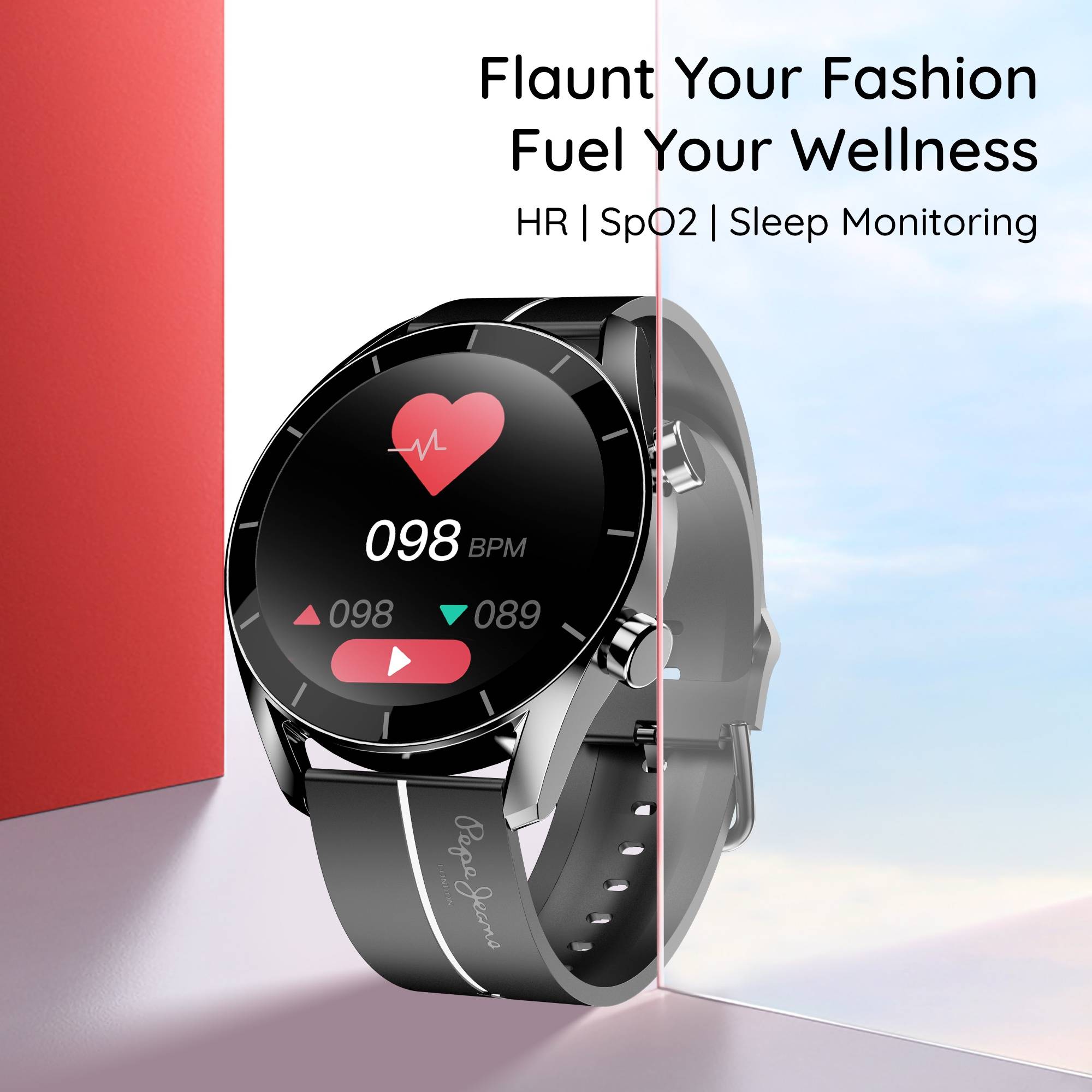 Buy Pebble X Pepe Jeans Smart Watch, 1.39 Inches HD Display, 5 Days Battery  Life, Water Resistant, Bluetooth Calling (Black) Online (1 Piece) At Best  Price