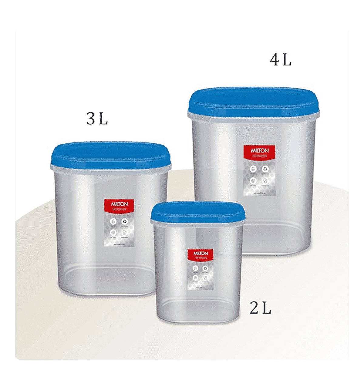 Buy MILTON Plastic Quadra Storage Container (2L, 3L, 4L, White