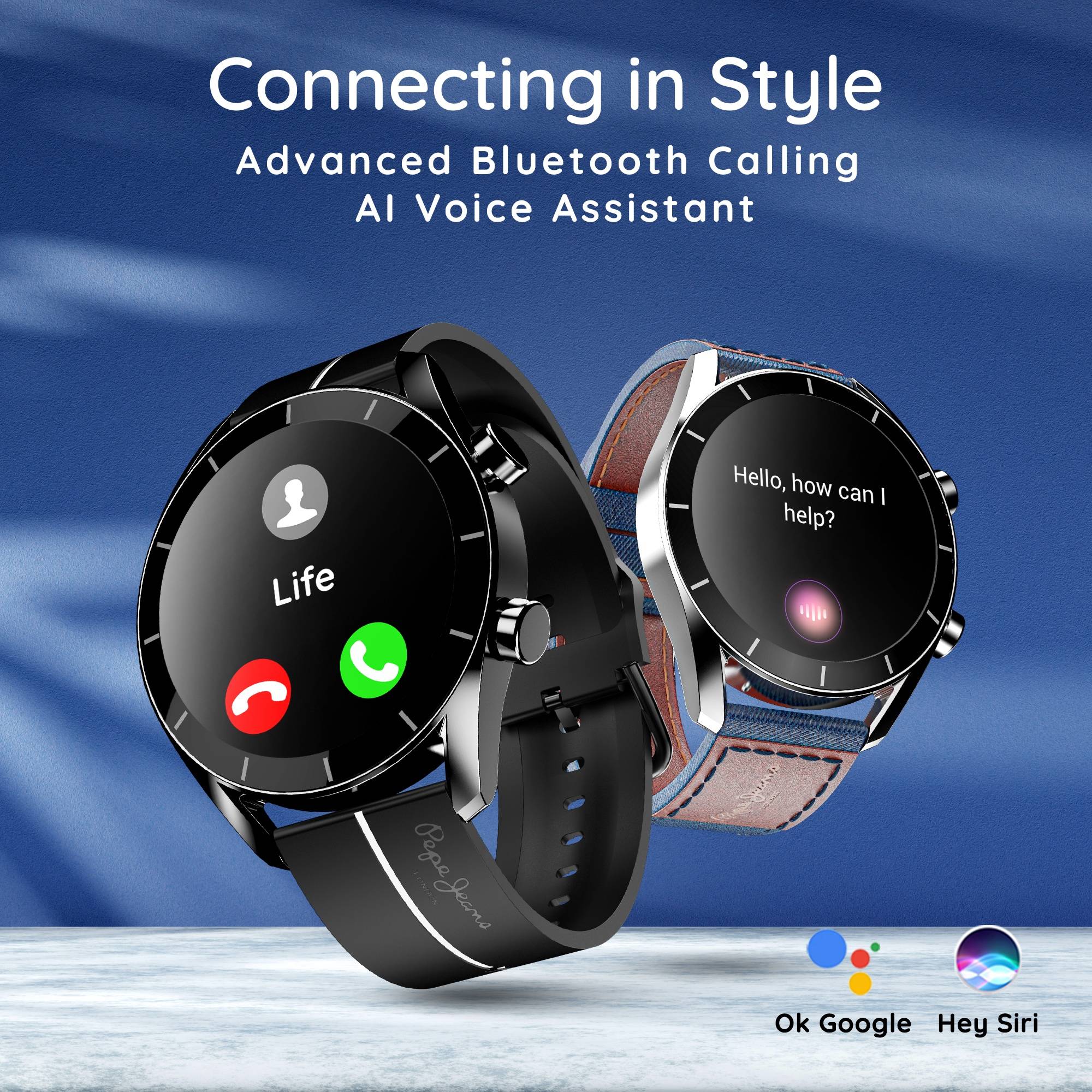 Buy Pebble X Pepe Jeans Smart Watch, 1.39 Inches HD Display, 5 Days Battery  Life, Water Resistant, Bluetooth Calling (Black) Online (1 Piece) At Best  Price