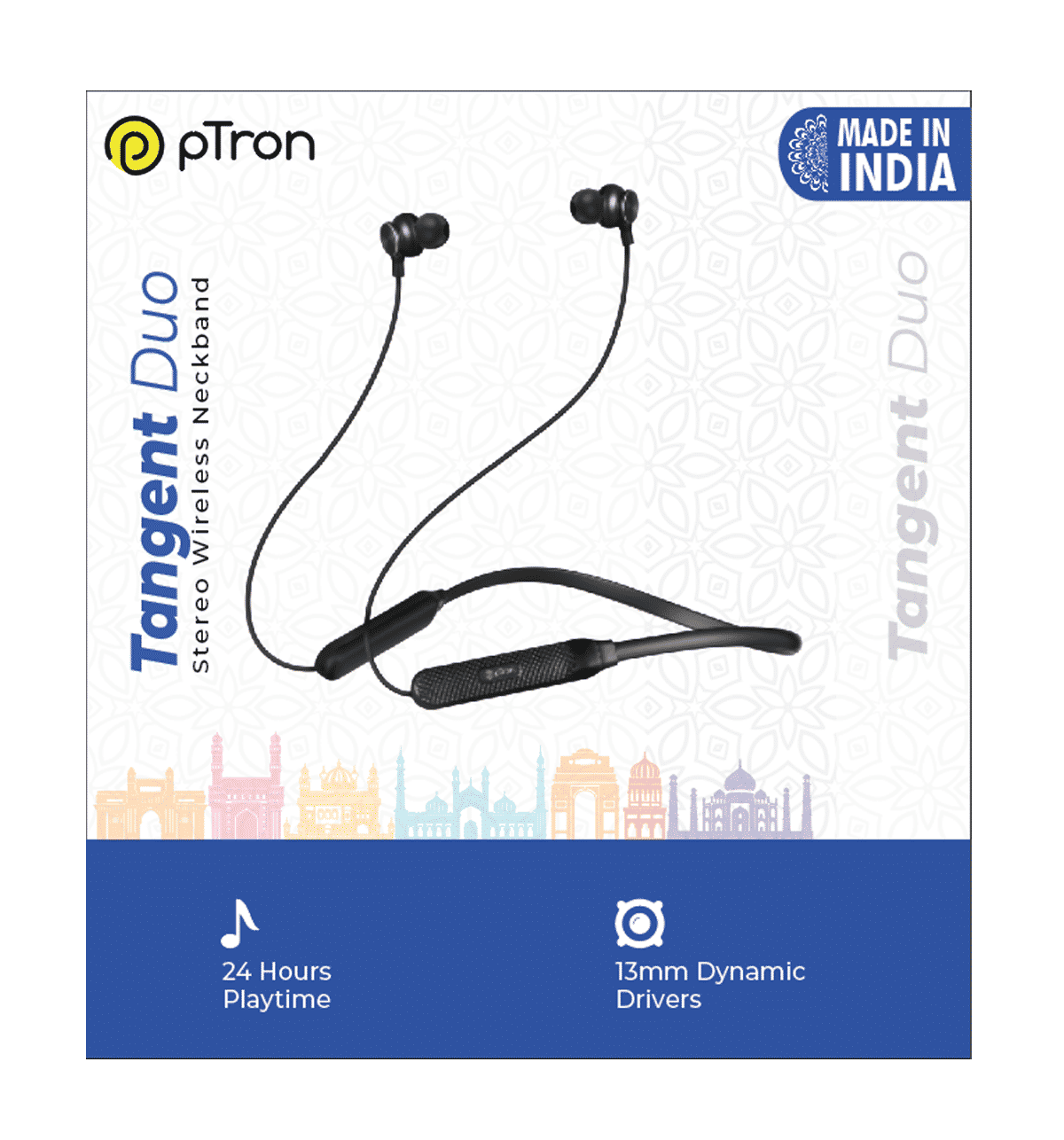 Buy pTron pTron Tangent Duo In Ear Bluetooth Neckband With Mic 24 Hrs Playtime PNC IPX4 Bluetooth v5.2 Yellow Black 1 Piece Online At Rs. 1899 Instant Delivery
