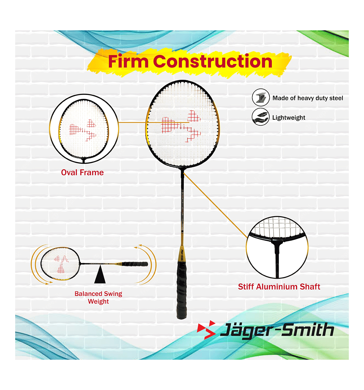 Jager Smith PB-2000 Badminton Combo Set (Yellow) - Image 2