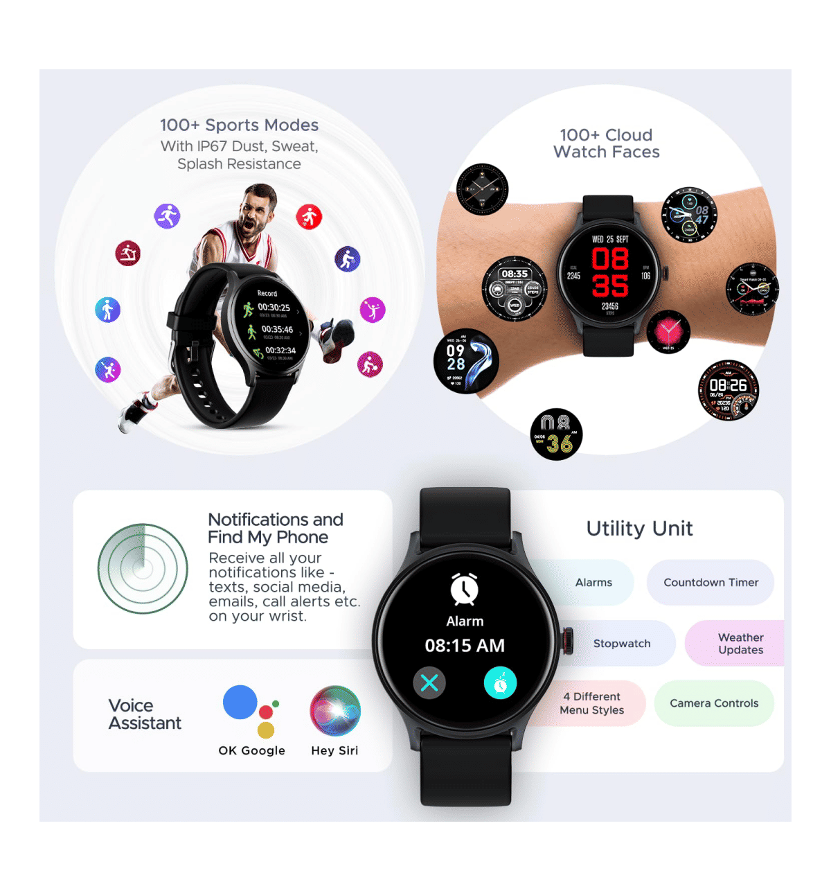 boAt Lunar Vista 1.52" Black Smart Watch - Image 4