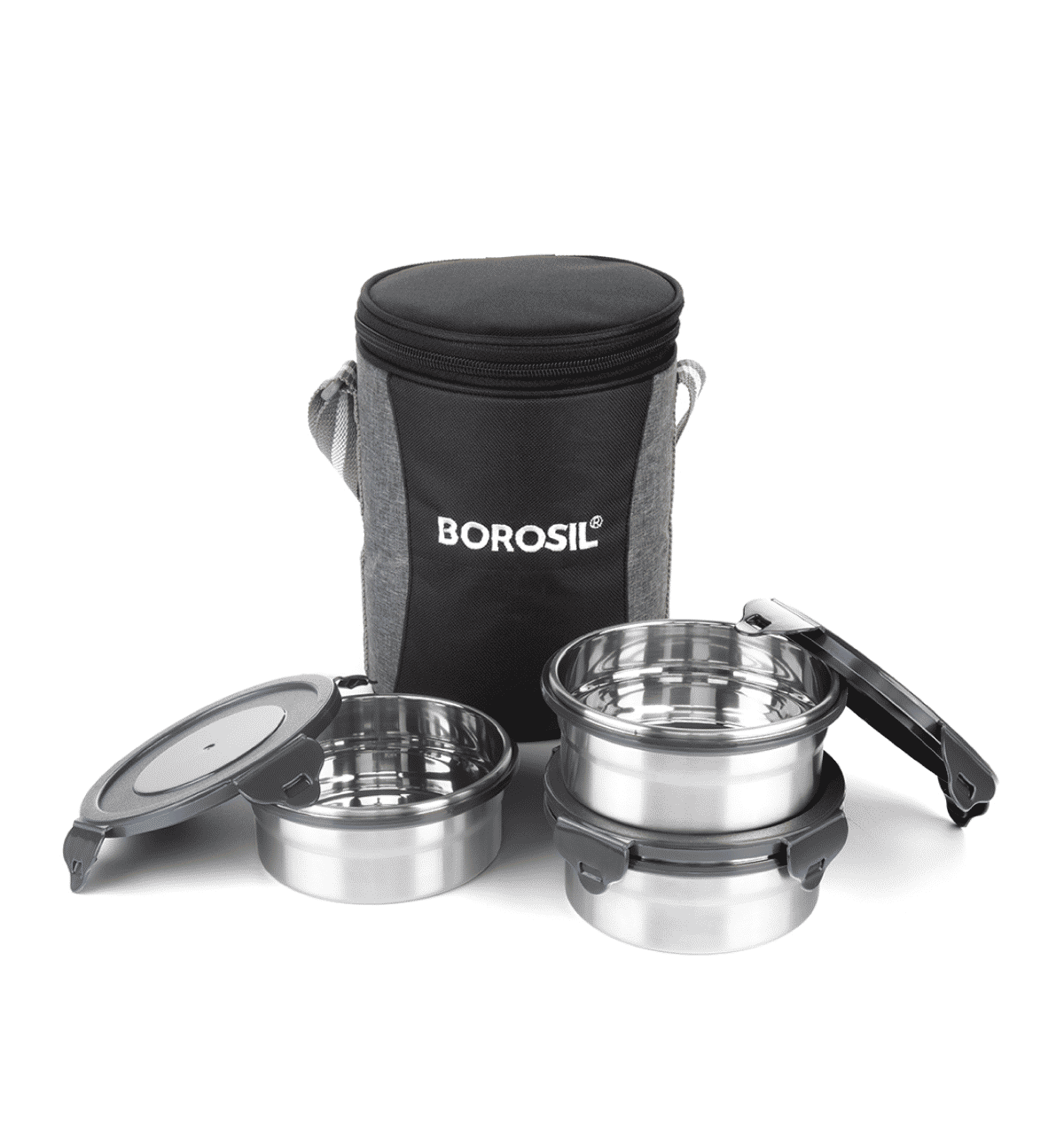 Buy Borosil Feast Stainless Steel Lunch Box Round Container Set