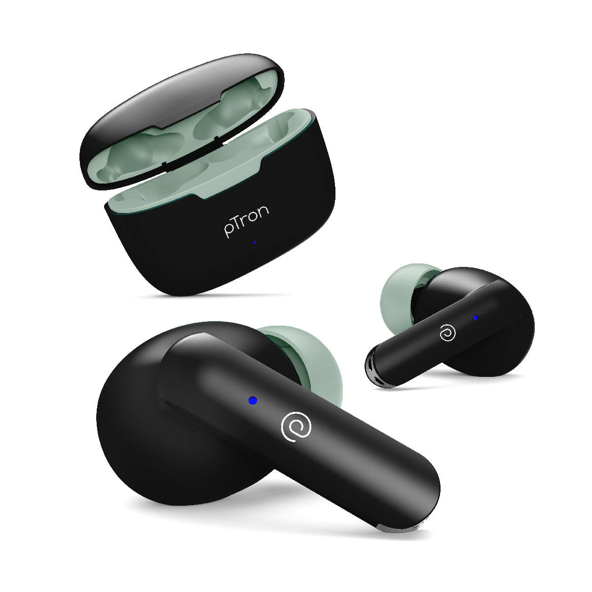 Buy pTron pTron Bassbuds In Ear Truly Wireless Earbuds With Mic 32 Hrs Playtime PNC IPX4 Bluetooth v5.1 Black Green 1 Piece Online At Rs. 2599 Instant Delivery
