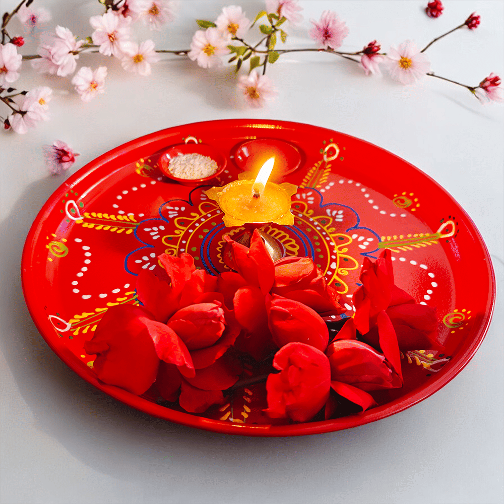 Buy House Of Festivals Hand Painted Beautiful Pooja Thali With 2 Vatis ...