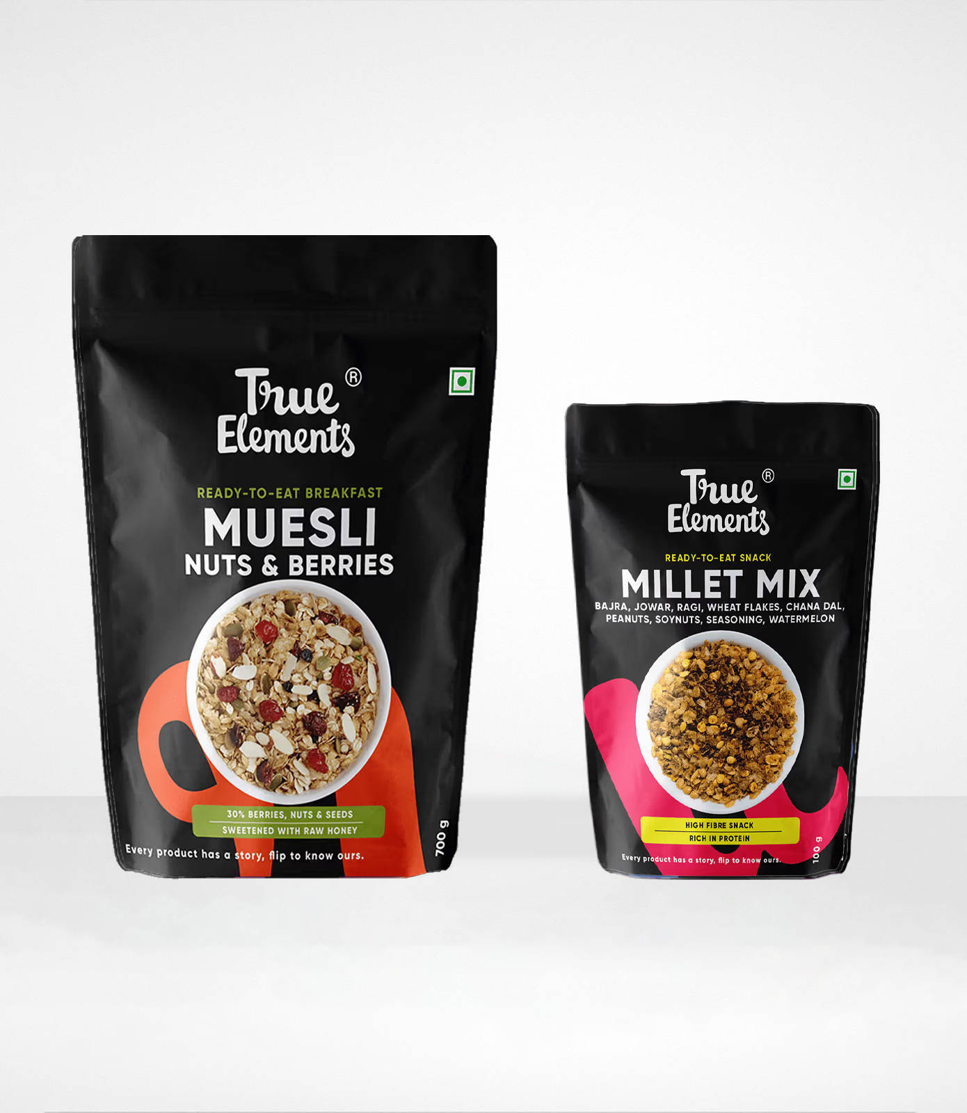 True Millets Buy True Elements Crunchy Nuts And Berries Muesli & Millet Mix Combo ...