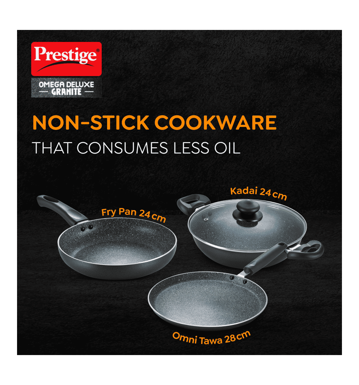Buy Prestige Aluminium Omega Deluxe Granite Nonstick Cookware Set