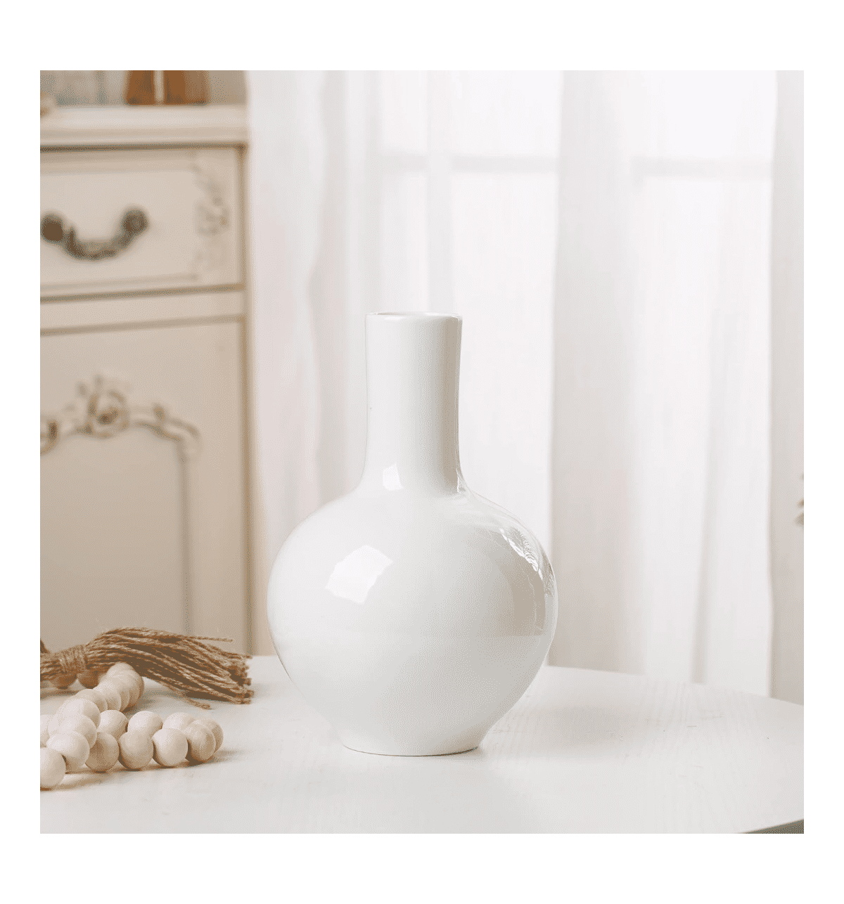 Buy Quace Flower Pipe Neck Vase (21.5 cm, White) Online (1 Piece