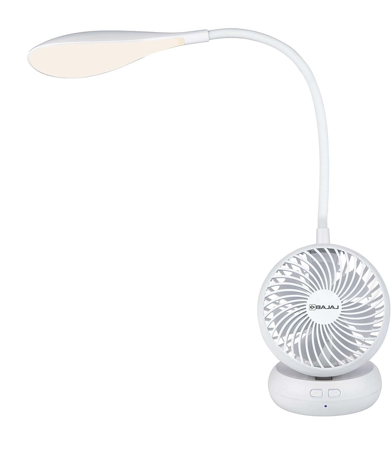 Buy Bajaj Airlight Rechargeable Table Fan 8W with 7 Blades Task Lighting and 4.5 cc sec Air Flow White Online 1 unit At Best Price