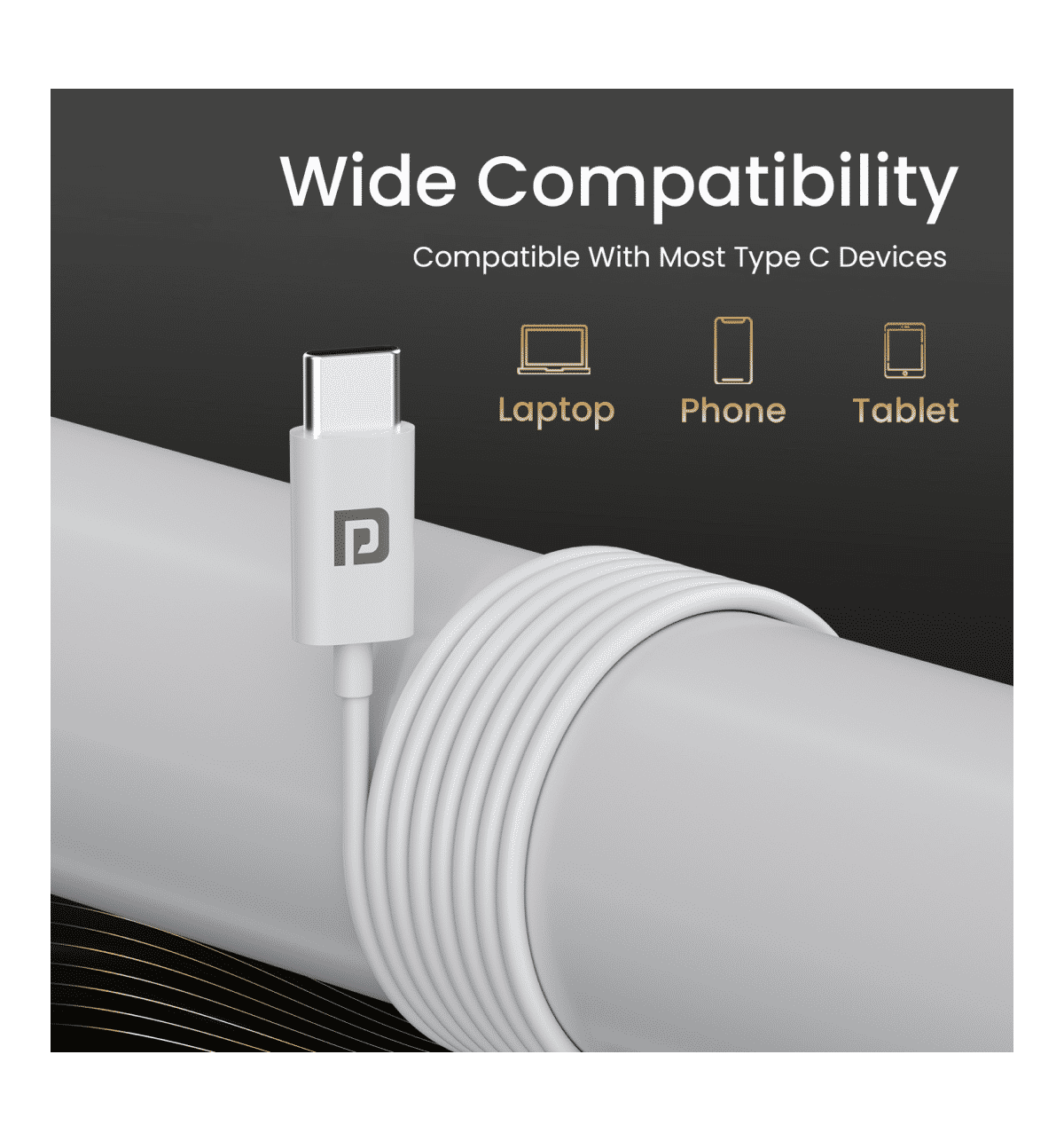 Portronics Conch Theta C Type C Wired Earphone - White - Image 2
