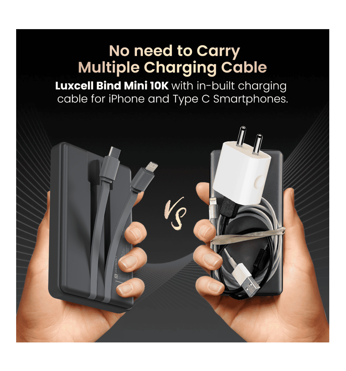 Portronics Luxcell Bind Mini 10K 10000 mAH Power Bank - Black - Image 7