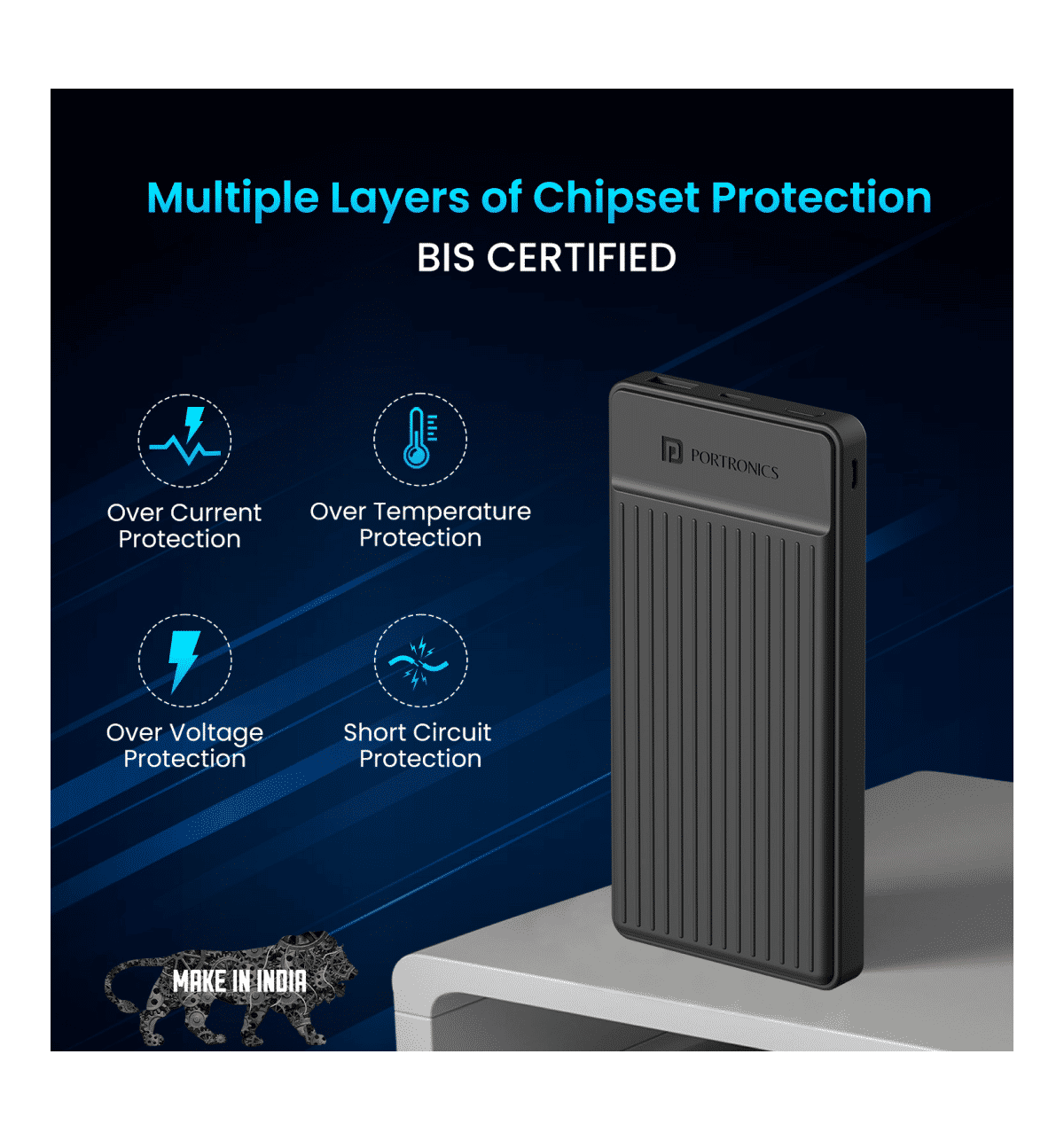 Portronics Luxcell B12 10000mAh Power Bank - Black - Image 6