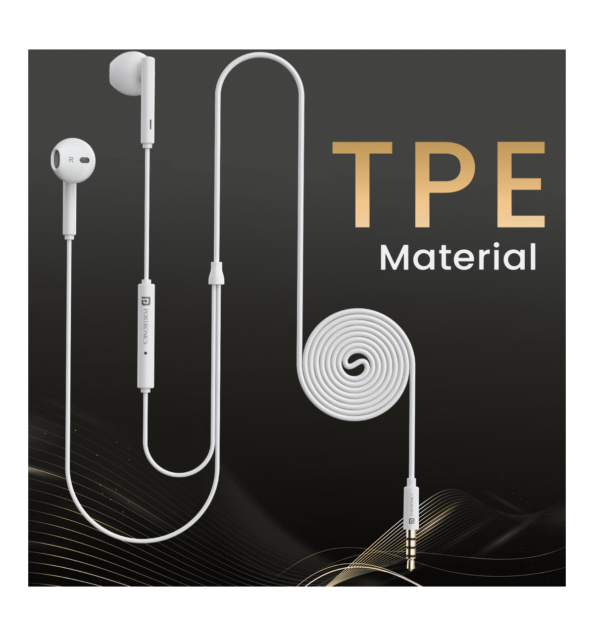 Portronics Conch Theta A 3.5mm Wired Earphone - White - Image 4