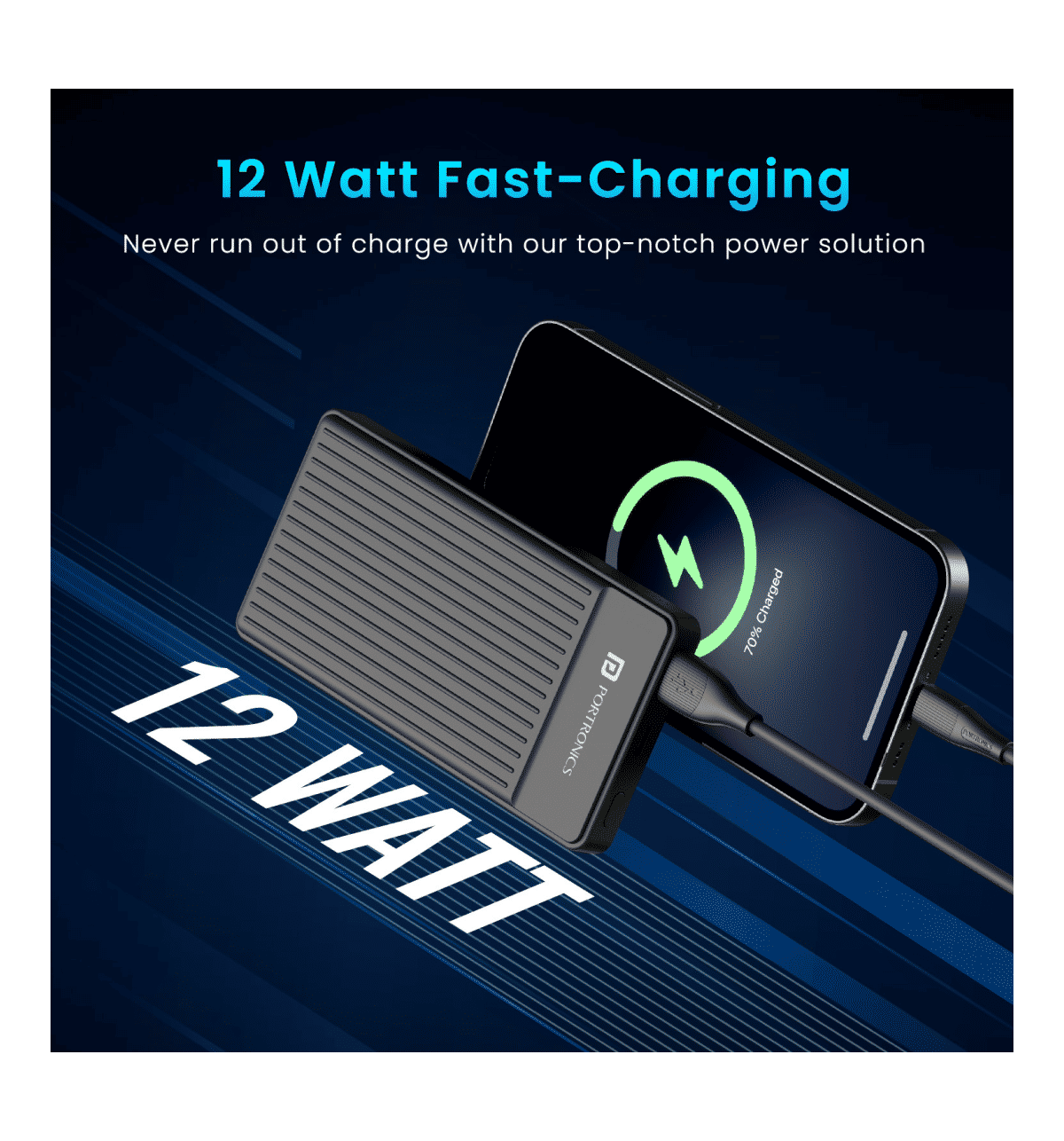 Portronics Luxcell B12 10000mAh Power Bank - Black - Image 8