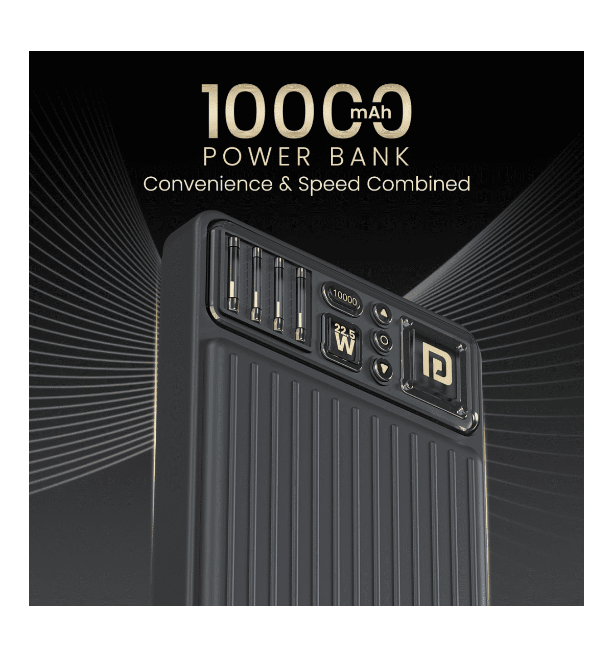 Portronics Luxcell Bind Mini 10K 10000 mAH Power Bank - Black - Image 2