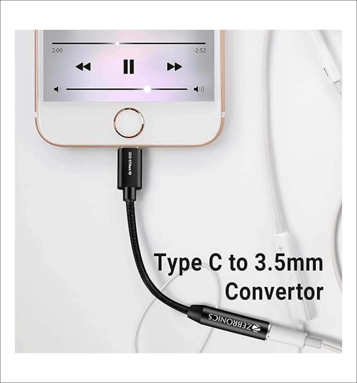 Zebronics CTAux10 Type C To mm Converter, Built-In DAC Chip, Supports  Mic and Audio