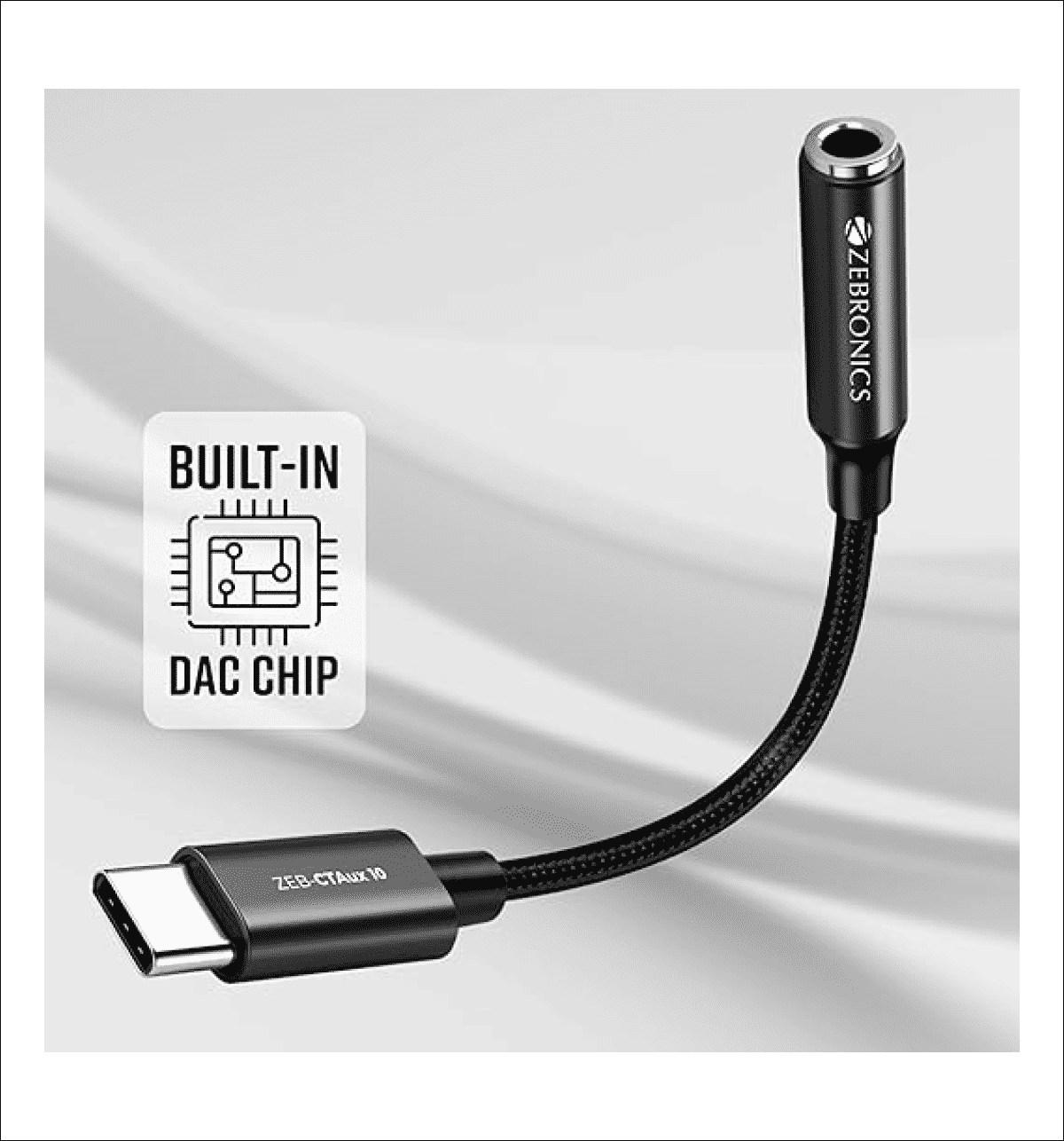 Buy Zebronics CTAux10 Type C To 3.5 mm Converter, Built-In DAC