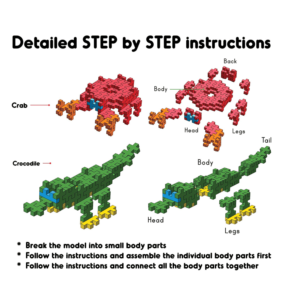 Buy Play Panda 120 Pcs Fixi Bricks Aqua Tube (Crocodile and Crab