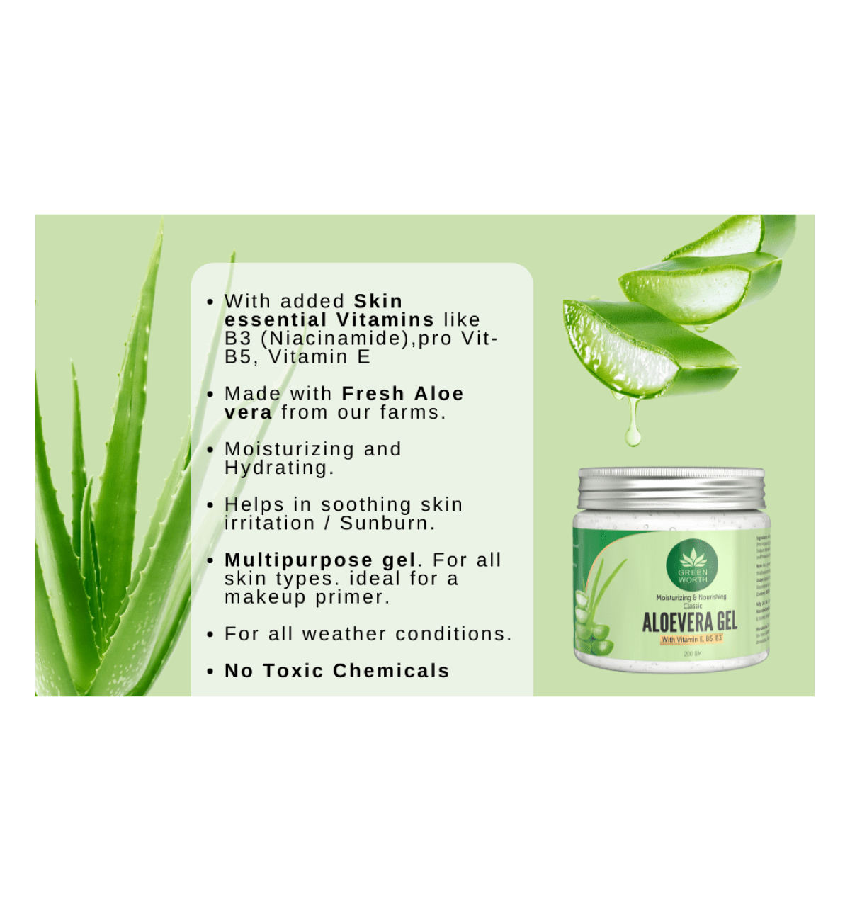 Buy GREENWORTH Pure Aloevera Gel for face, skin and hair (Pack Of 2 X 200)  Online (2 pack) At Best Price