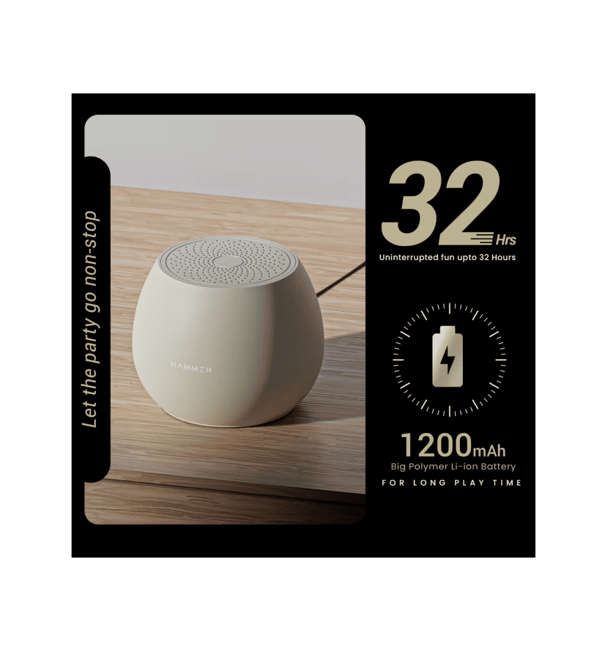 Hammer Drop 5W Bluetooth Speaker (Beige) - Image 4