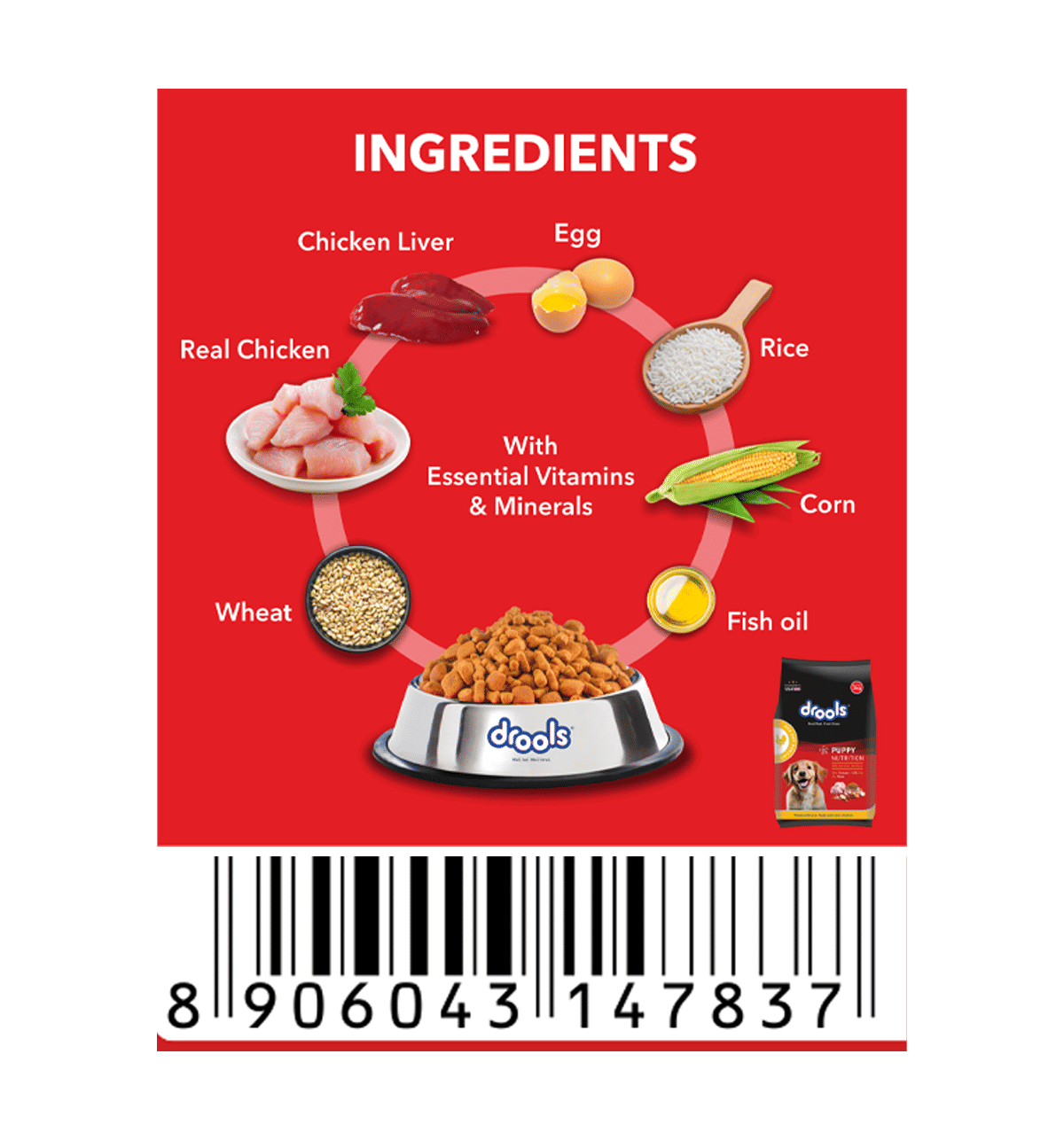 Buy Drools Chicken And Egg Dry 3Kg With Free Puppy Dog Food