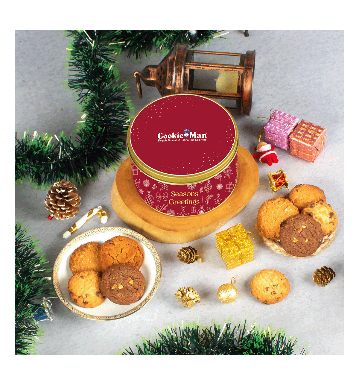 Buy Cookie Man Red Assorted Cookies Gift Tin Online (300 g) At