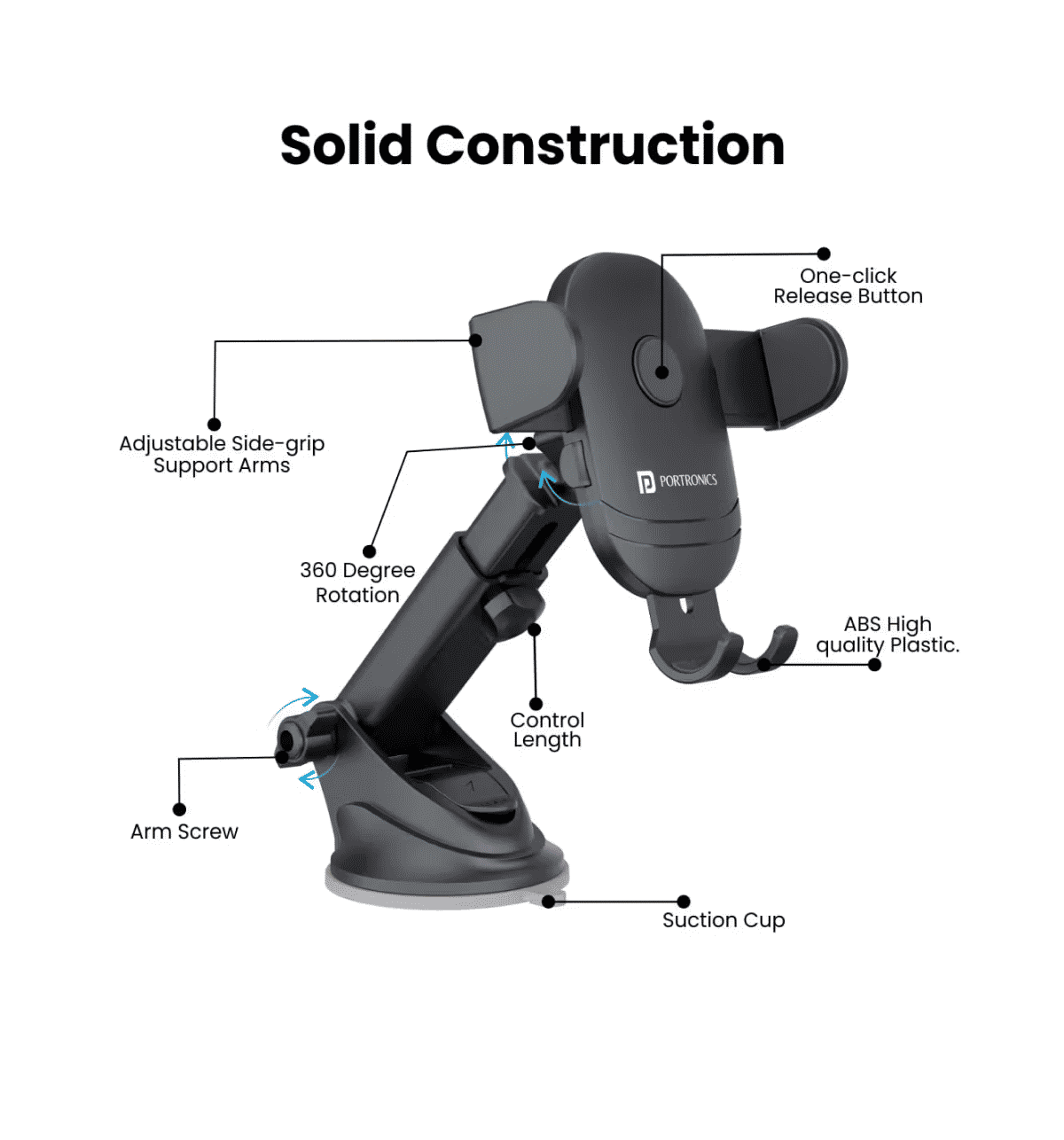 Buy Portronics Clamp M2 Mobile Phone Holder Black Online (1