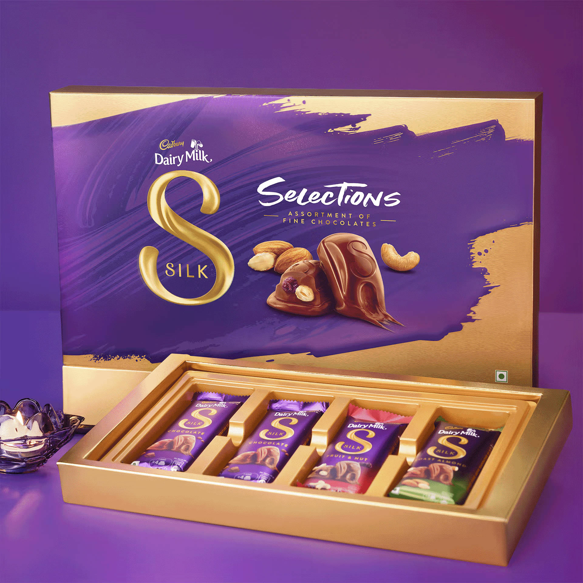 Cadbury Dairy Milk Silk Selections purple and gold assorted chocolate gift box; packaging may vary